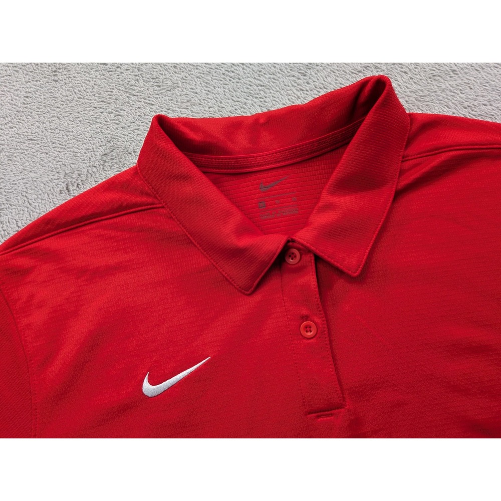 Nike Dry-Fit Red Short Sleeve Golf Polo Shirt Mens XL CU3206-657
